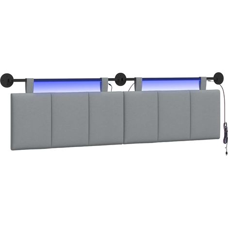 Maison Exclusive - Testiera sospesa Con luce LED Grigio Chiaro Tessuto (1/5)