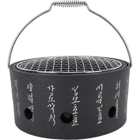 Poêle à barbecue multifonction en aluminium et acier inoxydable, avec poignée Portable, charbon alimentaire pour la préparation du thé, Camping L (1/5)