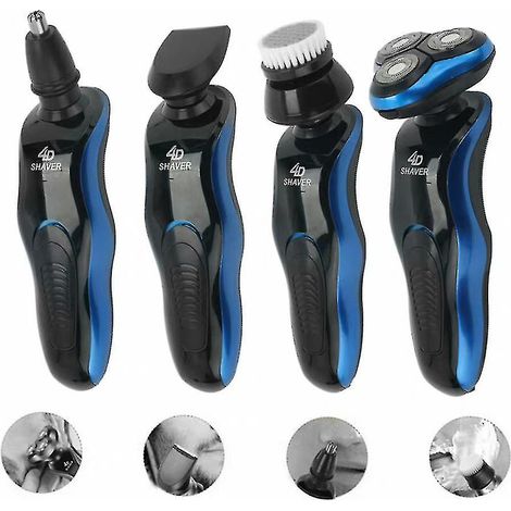Rasoir électrique 2 en 1 pour homme, utilisable sur peau sèche ou humide, rotatif, sans fil, rechargeable par USB, kit de rasage, cadeau (1/5)