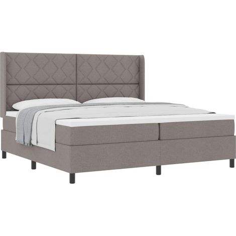 Maison Exclusive - Lit à ressorts avec coussin Taupe 200 x 200 cm tissu (1/5)