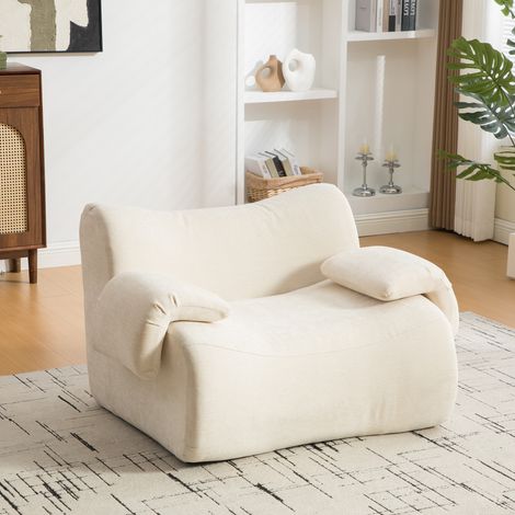 Canapé modulaire compressible en chenille, mousse 30D haute résilience, facile à déplacer, sol antidérapant, idéal pour salon, beige opaque