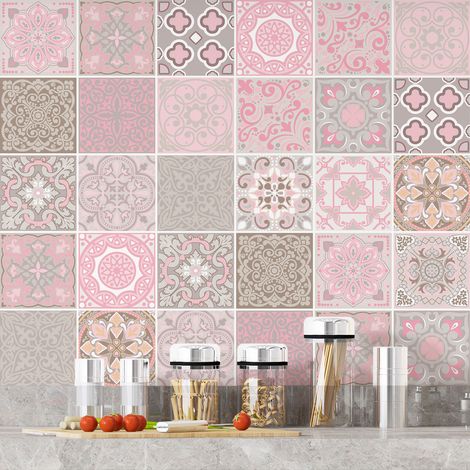 Stickers carrelage - Motif carreaux de ciment - 36 Stickers 20x20 cm - Adhésif MAT (1/3)