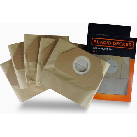BLACK+DECKER Bolsas de filtro de papel 30 l para aspiradores sólidos y líquidos (5 pcs)