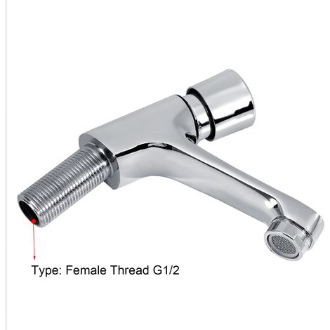 Robinet Poussoir Temporisé G1/2 Robinet Poussoir Eau Froide Robinets De Lavabo Pour Salle De Bain Robinet Salle Bain Robinet Salle De Bain Robinet Lave Main Eau Froide (1/3)