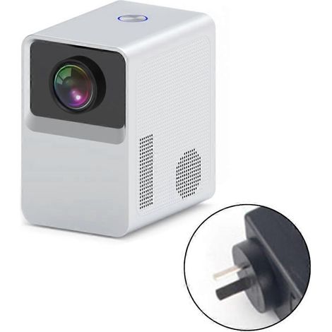 Tragbarer 1080p-Outdoor-Filmprojektor für TV-Box, Stick, DVD-Player – Australischer Stecker – Weiß