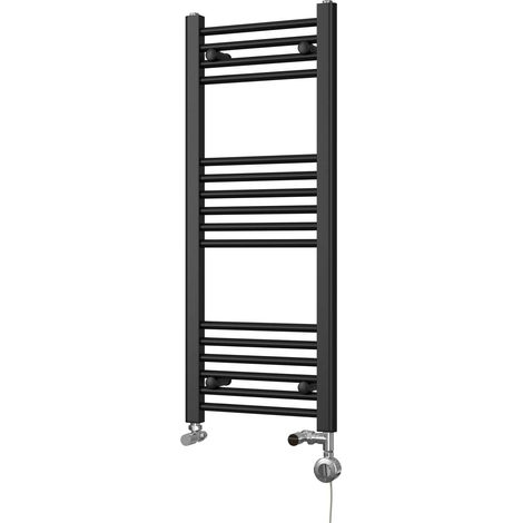 Zennor - Black Dual Fuel Towel Rail H1000mm x W400mm Thermostatic - Straight (1/3)