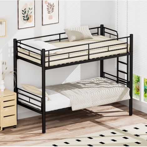 lit adulte superposé rangement 90x190 métal noir OKMYHOME (1/5)