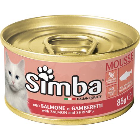ALIMENTO PER GATTI 'MOUSSE' salmone e gamberetti - gr 85- 24 pezzi - MONGE