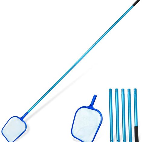 Accessoires de piscine Épuisette de piscine (231 cm) - Épuisette de 2,31 m (7,58 pieds) avec 5 sections de poteau en aluminium - Panier à filet à mailles ultra-fines de 15 cm (6 pouces) de profondeur (1/5)