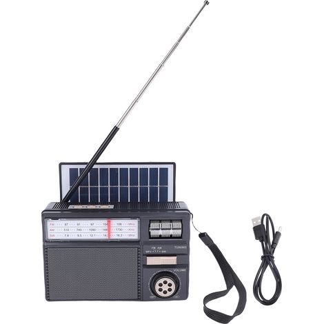 Ortviai Radio Bluetooth Portable AM/FM/SW avec Panneau Solaire et Batterie Rechargeable – Noir (1/5)