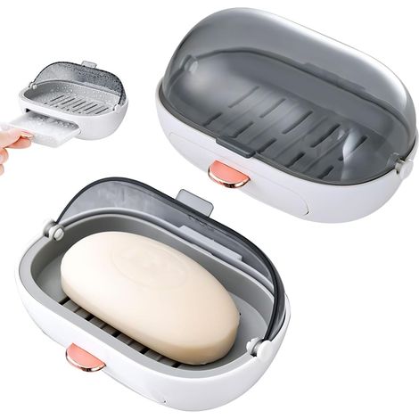 2er-Set Wandseifenschalen für Dusche, 2-teiliger Seifenhalter, Wandaufbewahrungsbox, Badezimmertür, für Badezimmer, Dusche, Küche (1/5)