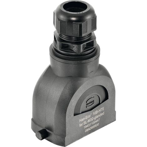 19431100447 HARTING Han ECO 10B Capot avec presse-étoupe, 1xM32 sortie de câble droite, pour 1 étrier (sur la partie inférieure) - 1 Stück