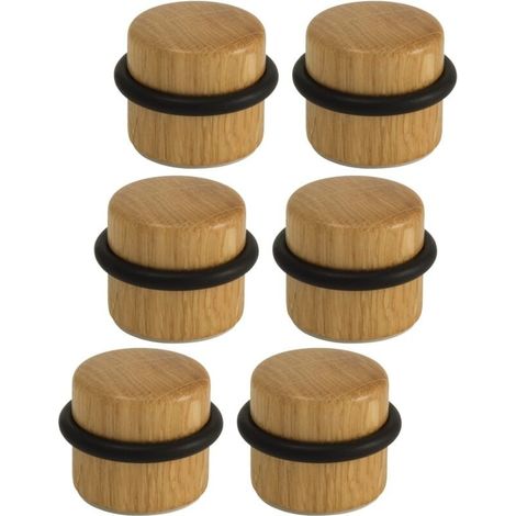 Arrêts de Portes - Butée de Porte Adhésive en Bois pour Sol - Butoirs de Porte Protection de Portes et Murs - Pack 6 unités (Chêne)-LIAIKI (1/5)