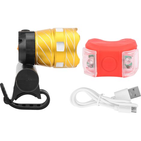 Phare de Vélo USB Rechargeable avec Feu Arrière, Accessoire Cyclisme Éclairage Sécurité (1/5)