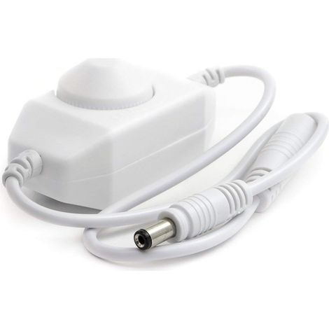 Interruptor regulador de intensidad para tiras LED de 12V-24V CC y 3A, controlador de intensidad para tiras LED SMD, regulador rotativo para tiras LED COB, interruptor regulable con conector CC de 5,5 (1/4)