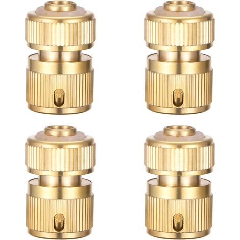 Lot de 4 Raccords de Tuyau 1/2" en Laiton, Adaptateur pour Tuyau d’arrosage, Raccord Rapide en Laiton, Connecteur de Tuyau pour Relier les Tuyaux et les équipements de Jardin (1/5)