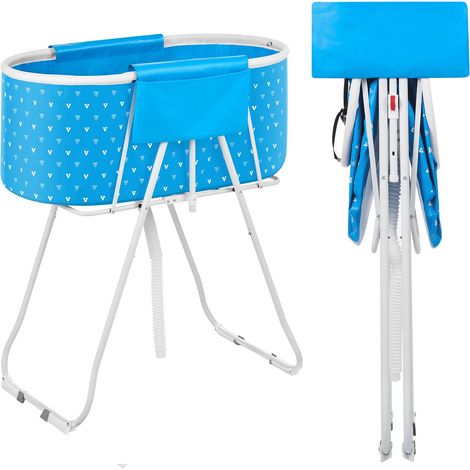 Baignoire portable pour chien, pliable et surélevée, avec vidange rapide, idéale pour le toilettage des petits et moyens chiens et chats, intérieur/extérieur, bleu clair. (1/5)
