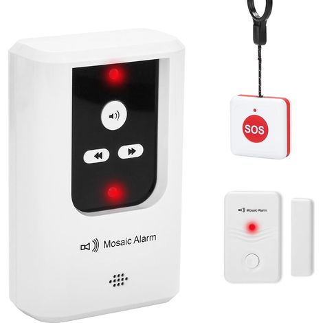 Alarme d’ouverture de porte sans fil, alerte d’entrée pour maison, sécurité enfants et entreprise. 1 capteur + 1 bouton SOS + 1 récepteur portable rechargeable, volume réglable, 30+ sonneries (1/5)