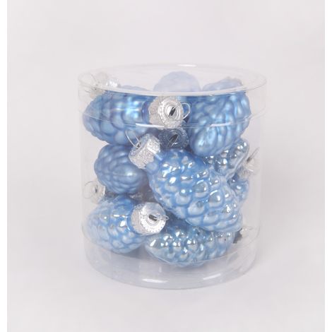 TrendLine Weihnachtskugeln aus Glas Tannenzapfen Ø 6 cm sky blue 12 Stück Weihnachtskugel