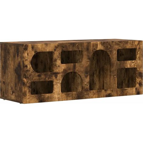 Mueble TV rectangular moderno con 7 estantes 100 x 35 x 40 cm madera contrachapada roble ahumado 020054760 (1/5)