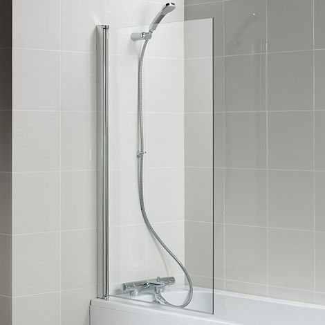 Ideal Standard Connect Square Angle Hinged Bath Screen 1410mm H x 820mm W - 5mm Glass (1/5)