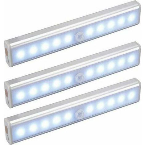 YMYNY Lot de 3 lampes 10 LED, sans fil, rechargeable USB, magnétique, détecteur de mouvement, portable. Lampe d'armoire, lampe de secours portable, veilleuse pour enfants, lampe auxiliaire (1/5)