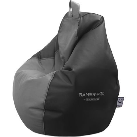 Pouf Gamer PRO Similicuir Indoor Gris XXL HAPPERS. Idéal pour jouer avec votre Playstation, Xbox, Wii. Unique Gris
