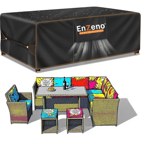 Housse Salon de Jardin Exterieur,Housse Table de Jardin Imperméable,420D Tissu Oxford ,Bache Protection pour Meubles avec évent(200x160x74cm) (1/5)