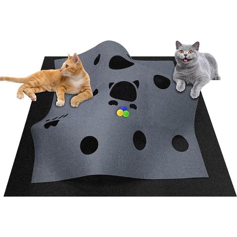 100 x 100 cm Jouet et tapis à griffer pour chat Tunnel en feutre Tunnel de jeu et tapis de couchage pour dormir Pour jouer avec votre grand chat et votre chaton. (1/5)