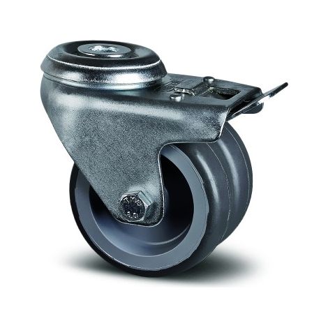 Roulette pivotante double galet - blocage total - fixation œil - Agila Twin