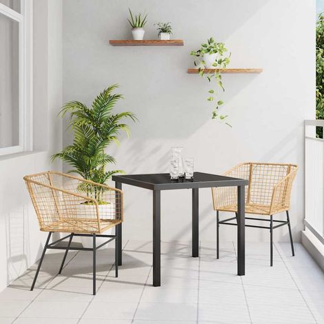 Garten Essgruppe 3 pcs Braun Poly-Rattan (1/5)
