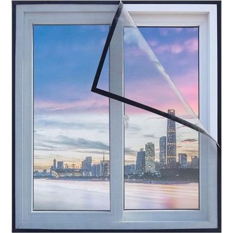 Mosquitera para ventanas, 120 x 110 cm, adhesiva, no requiere taladrar, apta para ventanas de balcón, salón y terraza. (1/5)