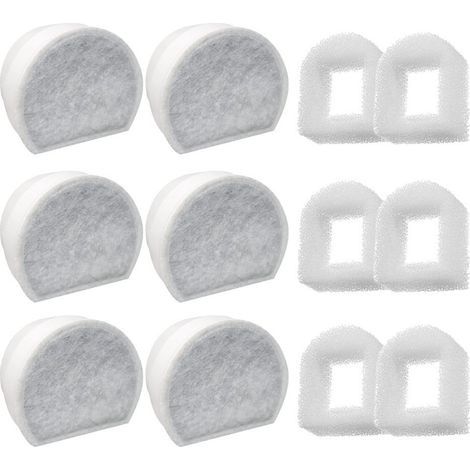 Lot de 12 Préfiltres en Mousse et Filtre à Carbone Compatible avec PetSafe Drinkwell Fountain INOX 360 Avalon Pagoda Seascape et Sedona Fontaines, Filtre pour Fontaine à Eau Chat Chien (1/5)