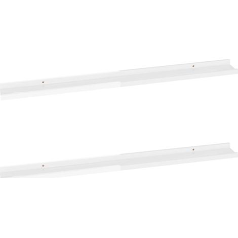 Étagères murales 2 pcs Blanc brillant 100x9x3 (1/5)