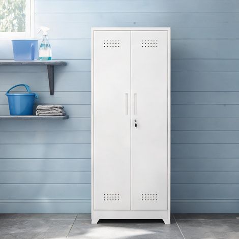 Armoire de rangement métal blanc avec portes verrouillables (1/5)