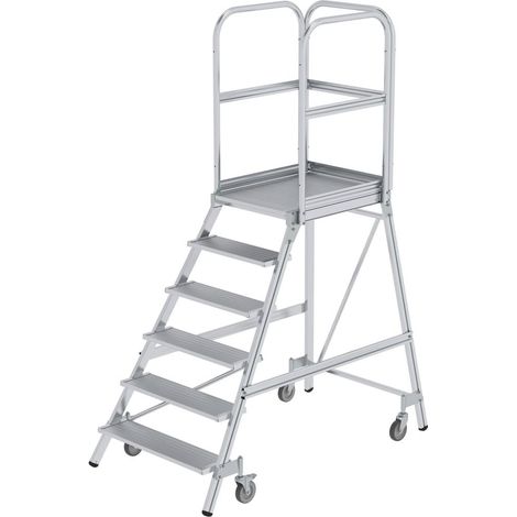 MUNK Podestleiter fahrbar Aluminium geriffelt 6 Stufen (1/5)