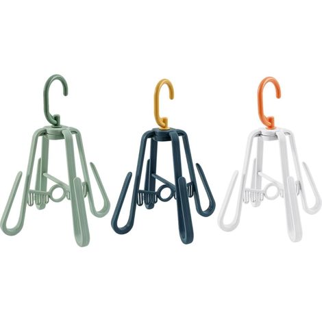 Étendoir à Chaussures Design Multi-Crochets en Plastique Bleu Pliable Rack de Rangement Multifonction Lot de 3 Pièces pour Balcon ou Extérieur (1/5)