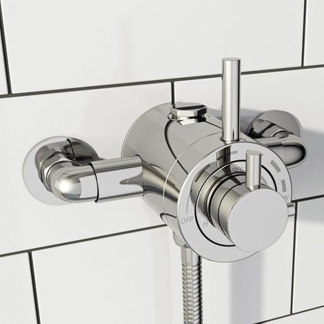 Exposed Modern Concentric Thermostatic Shower Mixer Valve Chrome - 1 Outlet (1/5)
