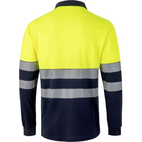 Polo de algodón bicolor manga larga Reflatex RS de alta visibilidad Serie 305525 VELILLA 5XL Azul navy / Naranja flúor (1/4)