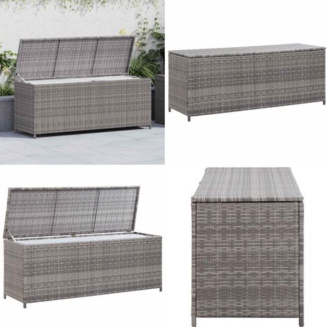 Baule da Giardino Grigio 150x50x60 cm in Polyrattan - Cuscino da giardino - Cuscino in polyrattan
