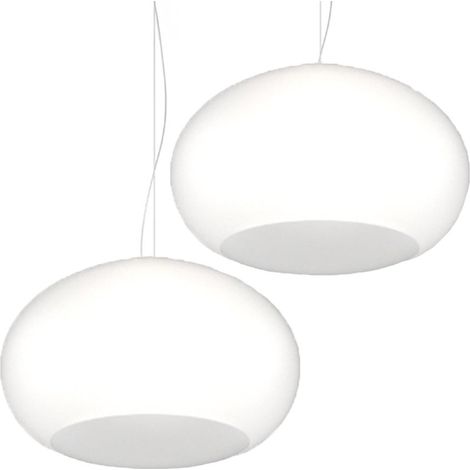 Lampadario 2 luci vetro soffiato bianco top light casper 1218 s2 s55 bi e27 led