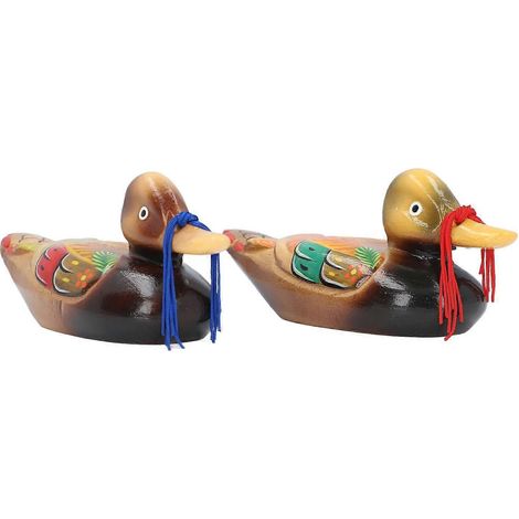 Paar Mandarinenten-Figuren aus Holz, bunte Liebesvögel, Entenstatue, handgefertigte dekorative Skulptur (1/4)