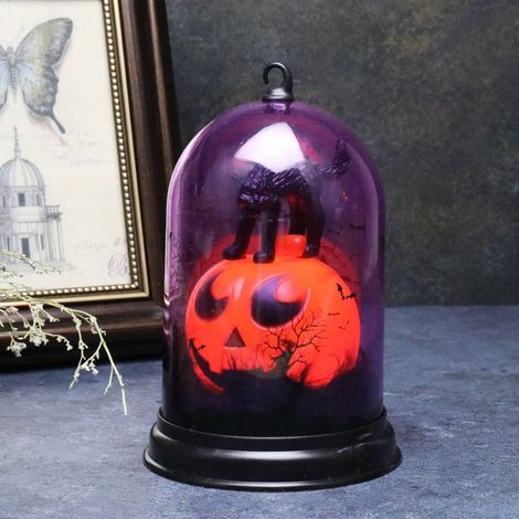 Lampe Citrouille Halloween, Déco Lumineuse Transparente Chat Sorcière pour Bureau, Maison, Bar, Fête, Ornement Saisonnière, Taille A (1/3)