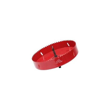 Sega a tazza - 180 mm - Acciaio rapido bimetallico HSS M42 - Sega a tazza con attacco esagonale e punta da trapano per legno, cartongesso e lamiera - 1 pezzo - Rosso (1/4)