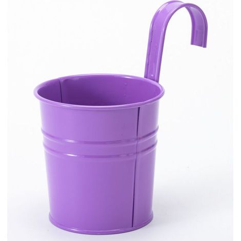 2 Pots De Fleurs En Métal Suspendus, Jardinière En Pot En Fer Avec Trou De Drainage, Parfaits Pour La Décoration Du Jardin(Violet) (1/5)