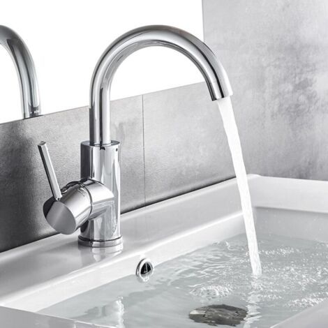 Robinet Lavabo Salle de Bain Mitigeur Haut Pivotant 360° Monocommande Chromé Design Moderne