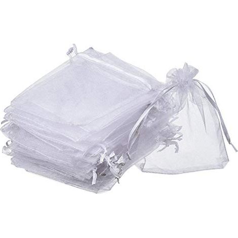Lot de 100 pochettes transparentes en organza pour mariage, cadeaux, bijoux (1/5)