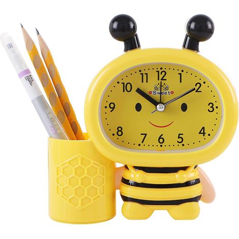 Réveil Analogique Réveil de Voyage Petit Réveil Enfant Horloge de Chevet pour Chambre Salon Bureau,Jaune (1/5)
