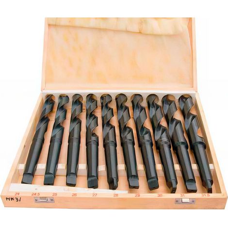 Coffret de 10 forets hélicoïdaux laminés CM3 D. 24 à 31,5 mm - MB-SBS-MK3-10TLG-W - Métalprofi