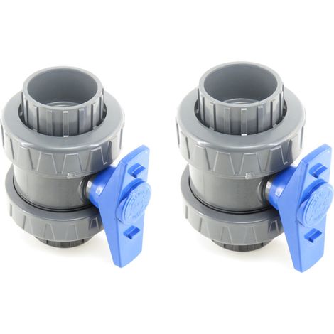 Lot de 2 vannes, ø 63 mm, vanne PVC pour piscine - Gamme version 2020 - jardiboutique (1/5)